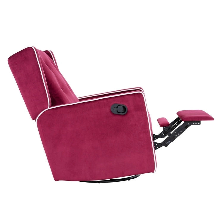 Octavia Solid Wood Microfiber Swivel Glider Rocker Recliner Chair, For Living Room, Bed Room