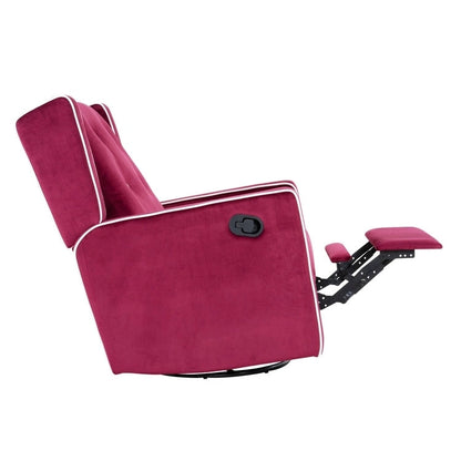 Octavia Solid Wood Microfiber Swivel Glider Rocker Recliner Chair, For Living Room, Bed Room