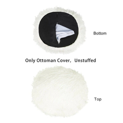 Adeco Unstuffed Ottoman Round Pouf Cushion Covers Faux Fur Foot Stool