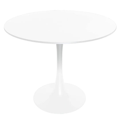 Bristol 32 Mid Century Modern Round Dining Table, MDF Wood Top & Glossy Iron Pedestal Base for Kitchen & Dining Room