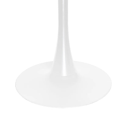 Bristol 32 Mid Century Modern Round Dining Table, MDF Wood Top & Glossy Iron Pedestal Base for Kitchen & Dining Room