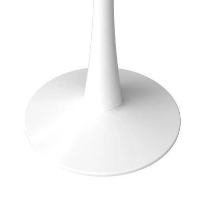 Bristol 32 Mid Century Modern Round Dining Table, MDF Wood Top & Glossy Iron Pedestal Base for Kitchen & Dining Room