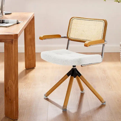 Art Leon Swivel PU Leather and Wooden Accent Chair