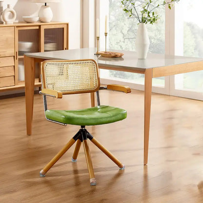 Art Leon Swivel PU Leather and Wooden Accent Chair