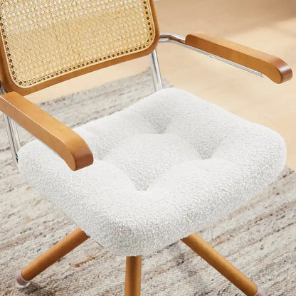 Art Leon Swivel PU Leather and Wooden Accent Chair