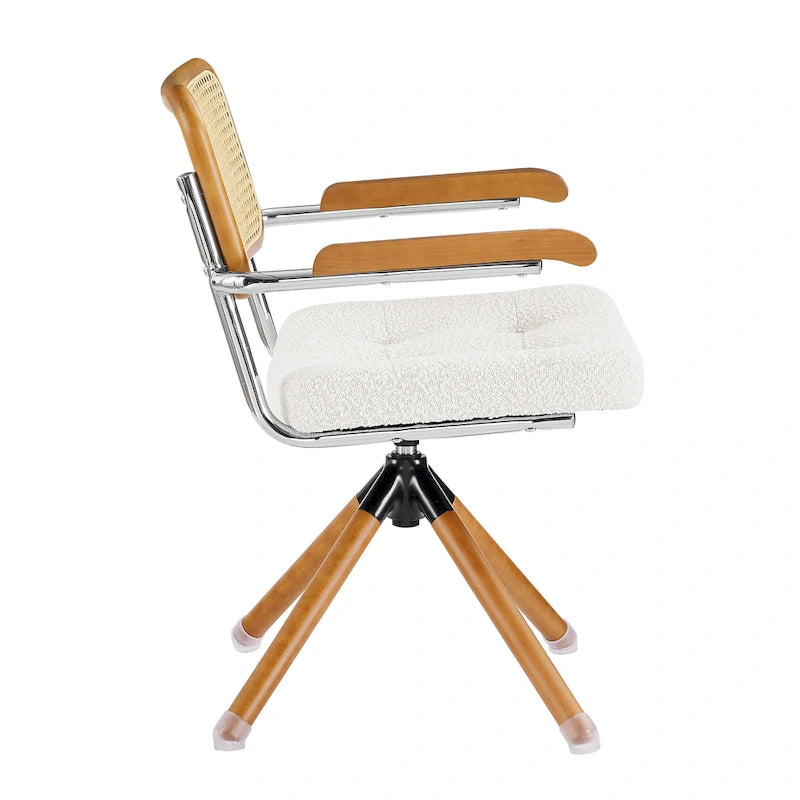 Art Leon Swivel PU Leather and Wooden Accent Chair