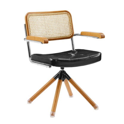 Art Leon Swivel PU Leather and Wooden Accent Chair