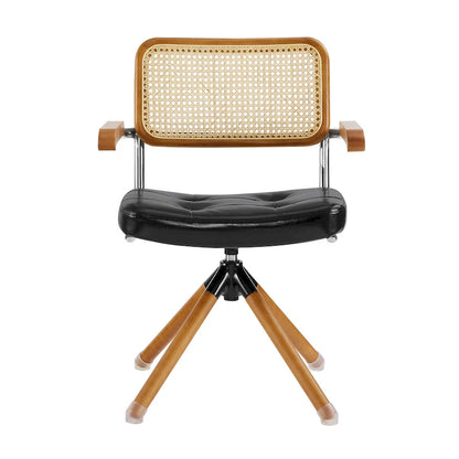 Art Leon Swivel PU Leather and Wooden Accent Chair