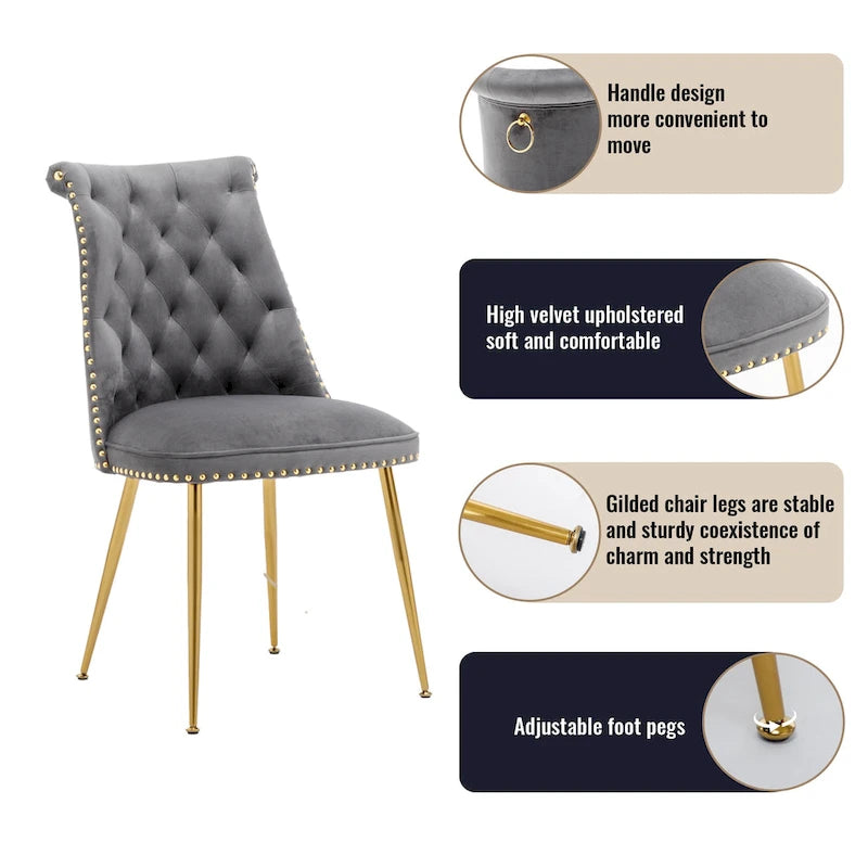 7-Piece Clihome Marble Dining Table with Velvet Chair Dining Chair