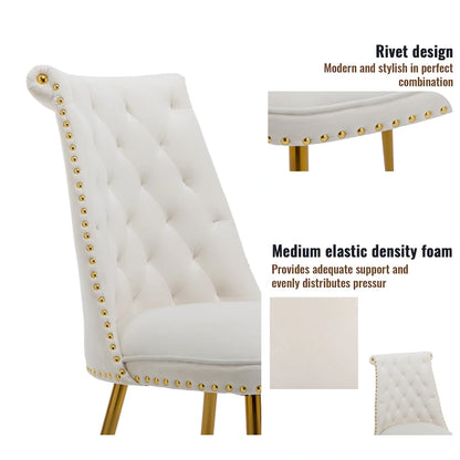 7-Piece Clihome Marble Dining Table with Velvet Chair Dining Chair