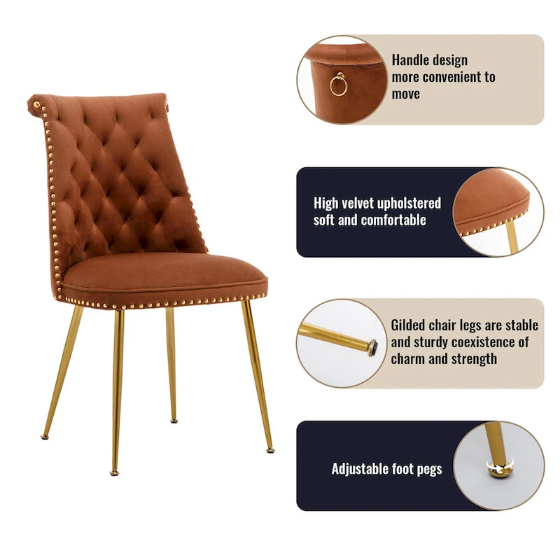 7-Piece Clihome Marble Dining Table with Velvet Chair Dining Chair