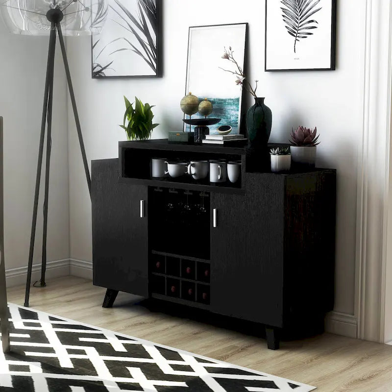 Furniture of America Hafley Contemporary 8-shelf Wine Cabinet Buffet