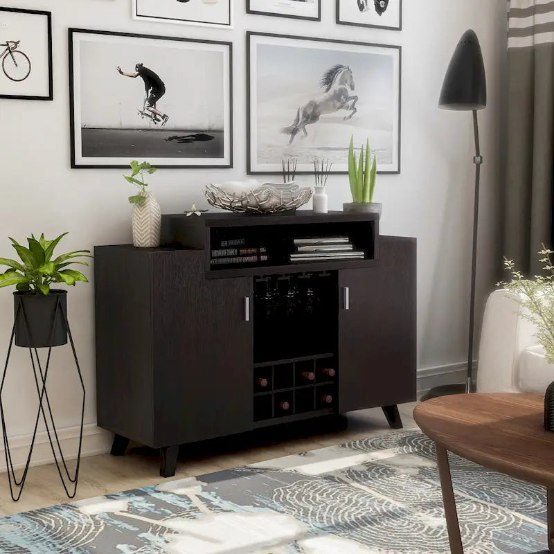 Furniture of America Hafley Contemporary 8-shelf Wine Cabinet Buffet