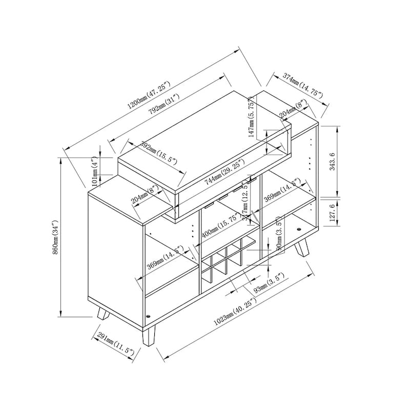 Furniture of America Hafley Contemporary 8-shelf Wine Cabinet Buffet