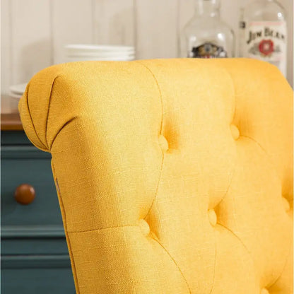 Roundhill Amonia 7-piece Dining Set, Turned-Leg Dining Table with 6 Tufted Chairs