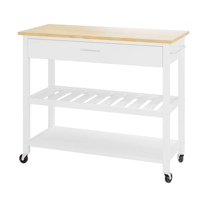 Futzca Kitchen Island Cart on Wheels with Large Worktop,Towel Rack,Drawers and Open Shelves - N/A