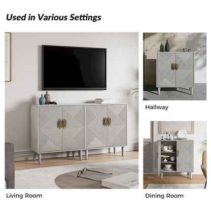 Damien Morden Storage TV Stand with Adjustable Shelves Set of 2 by HULALA HOME