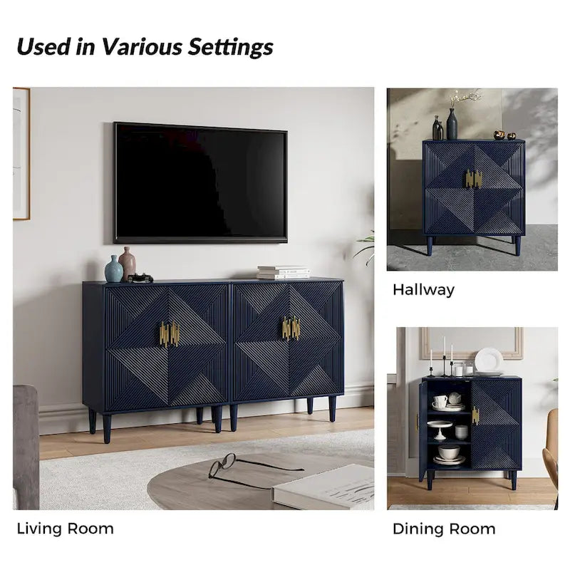 Damien Morden Storage TV Stand with Adjustable Shelves Set of 2 by HULALA HOME