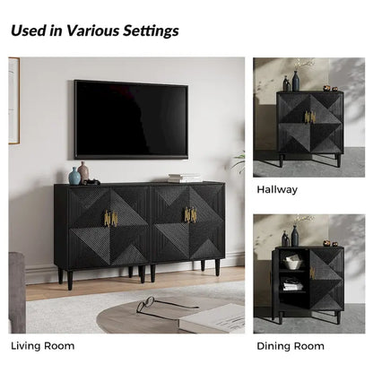 Damien Morden Storage TV Stand with Adjustable Shelves Set of 2 by HULALA HOME