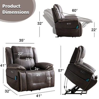 Power Lift comfortable chair with massage heating, cup holder and USB port
