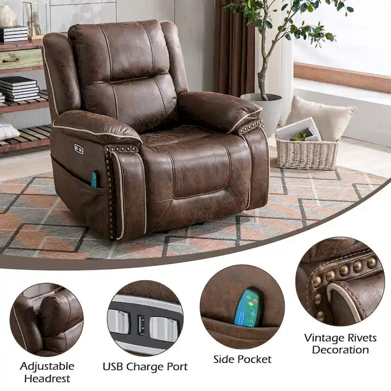 Power Lift comfortable chair with massage heating, cup holder and USB port