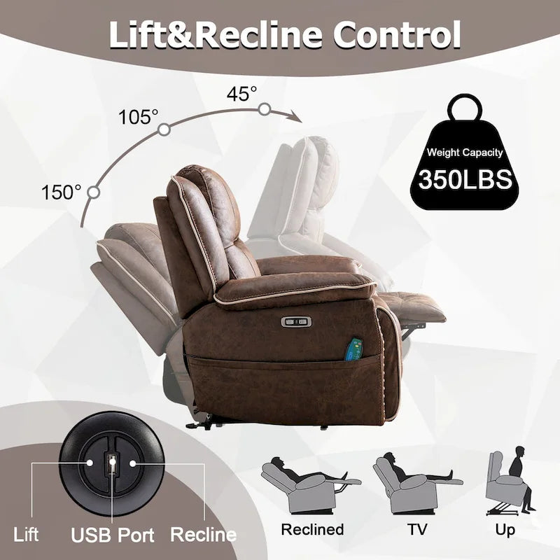 Power Lift comfortable chair with massage heating, cup holder and USB port