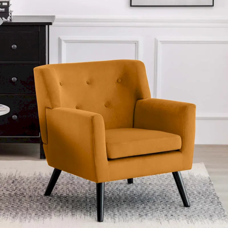 Velvet Upholstered Armchair Tufted Accent Chair for Living Room - 28.35W x 27.56D x 30.71H