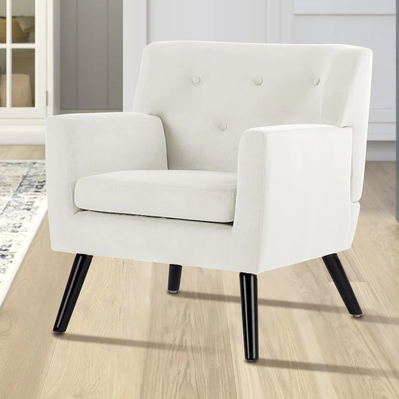 Velvet Upholstered Armchair Tufted Accent Chair for Living Room - 28.35W x 27.56D x 30.71H