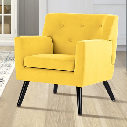 Velvet Upholstered Armchair Tufted Accent Chair for Living Room - 28.35W x 27.56D x 30.71H