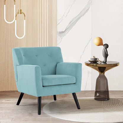 Velvet Upholstered Armchair Tufted Accent Chair for Living Room - 28.35W x 27.56D x 30.71H