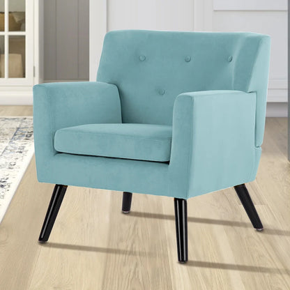 Velvet Upholstered Armchair Tufted Accent Chair for Living Room - 28.35W x 27.56D x 30.71H