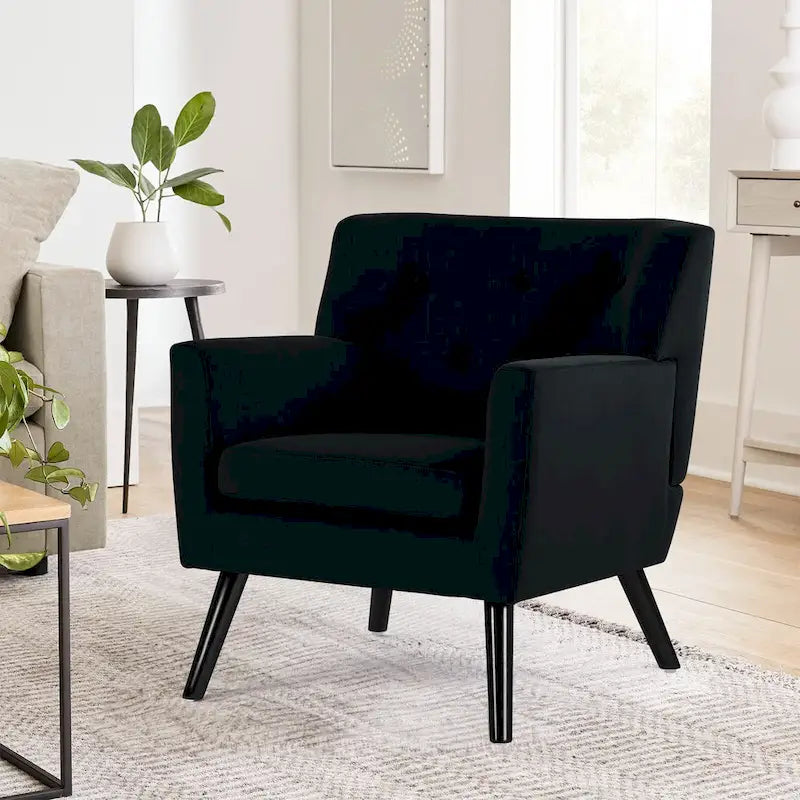 Velvet Upholstered Armchair Tufted Accent Chair for Living Room - 28.35W x 27.56D x 30.71H