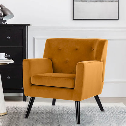 Velvet Upholstered Armchair Tufted Accent Chair for Living Room - 28.35W x 27.56D x 30.71H