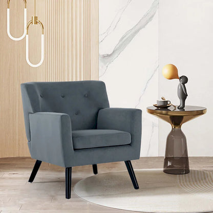 Velvet Upholstered Armchair Tufted Accent Chair for Living Room - 28.35W x 27.56D x 30.71H