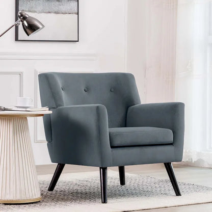 Velvet Upholstered Armchair Tufted Accent Chair for Living Room - 28.35W x 27.56D x 30.71H