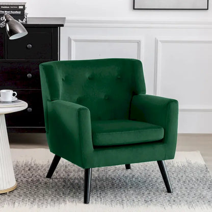 Velvet Upholstered Armchair Tufted Accent Chair for Living Room - 28.35W x 27.56D x 30.71H