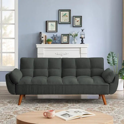 75.39 IN. Futon Sofa Bed, Convertible Upholstered Couch Sleeper with Reclining Sleeper Split Tufted Back