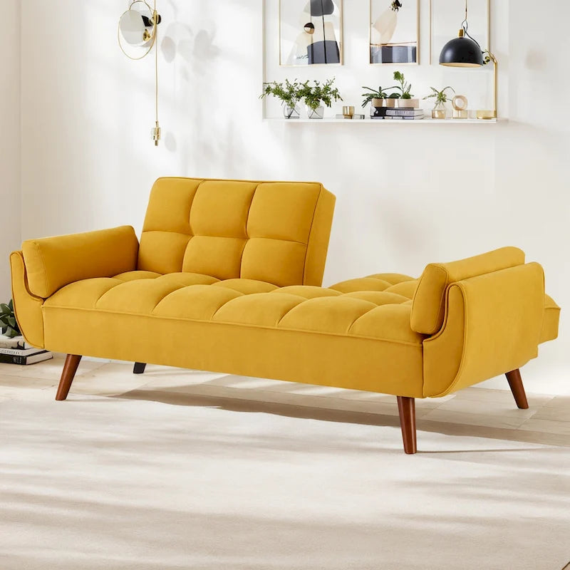 75.39 IN. Futon Sofa Bed, Convertible Upholstered Couch Sleeper with Reclining Sleeper Split Tufted Back