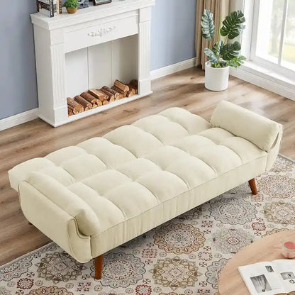 75.39 IN. Futon Sofa Bed, Convertible Upholstered Couch Sleeper with Reclining Sleeper Split Tufted Back