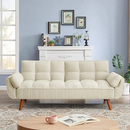 75.39 IN. Futon Sofa Bed, Convertible Upholstered Couch Sleeper with Reclining Sleeper Split Tufted Back