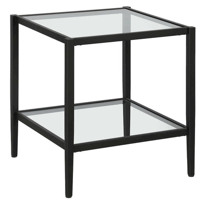 Hera 20 Wide Square Side Table with Clear Shelf