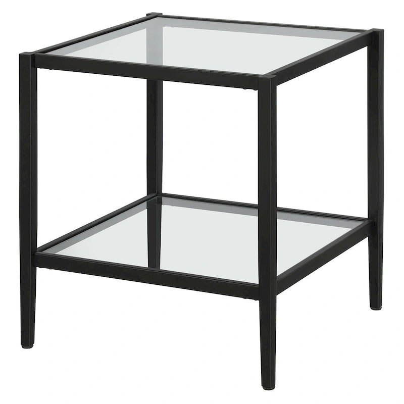 Hera 20 Wide Square Side Table with Clear Shelf