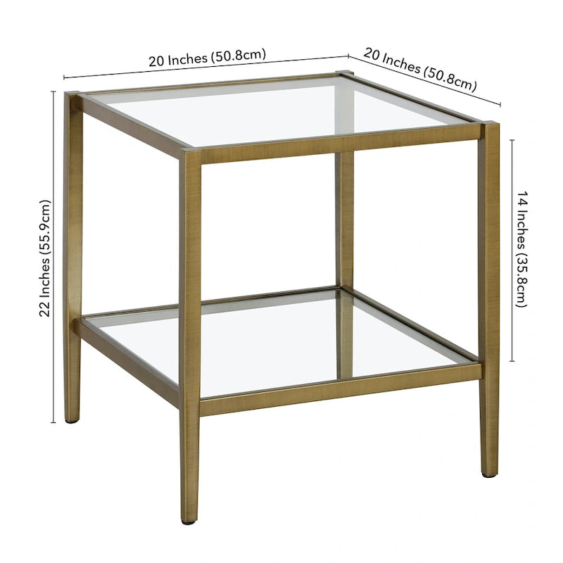 Hera 20 Wide Square Side Table with Clear Shelf