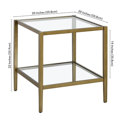 Hera 20 Wide Square Side Table with Clear Shelf