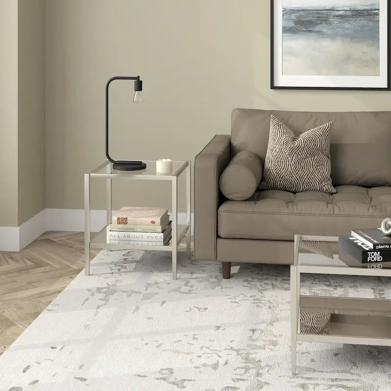 Hera 20 Wide Square Side Table with Clear Shelf