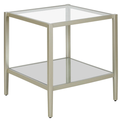 Hera 20 Wide Square Side Table with Clear Shelf
