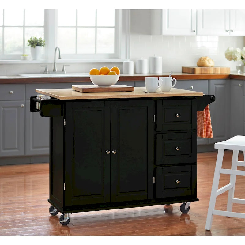 Simple Living 3-drawer Drop Leaf Kitchen Cart
