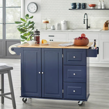 Simple Living 3-drawer Drop Leaf Kitchen Cart
