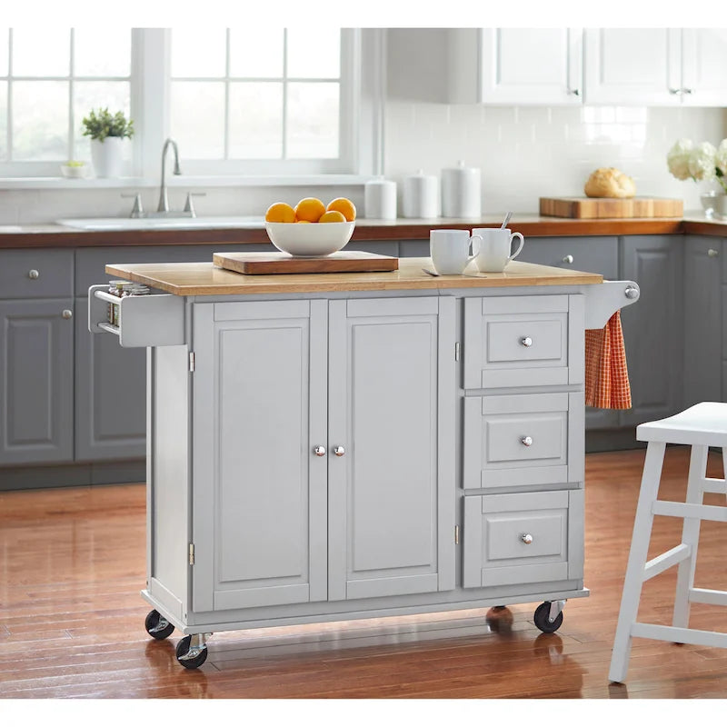 Simple Living 3-drawer Drop Leaf Kitchen Cart