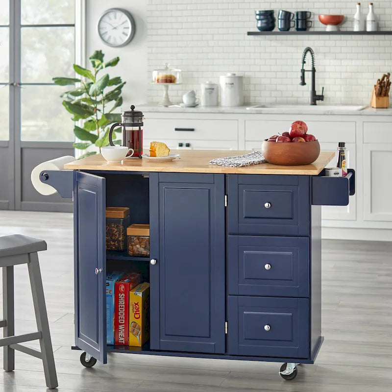 Simple Living 3-drawer Drop Leaf Kitchen Cart